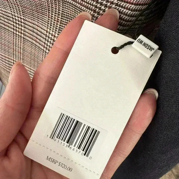 JASON WU NWT SZ M Cropped Blazer Navy w/ Gray Glen Plaid, Double Breasted CLASSY - Picture 8 of 8